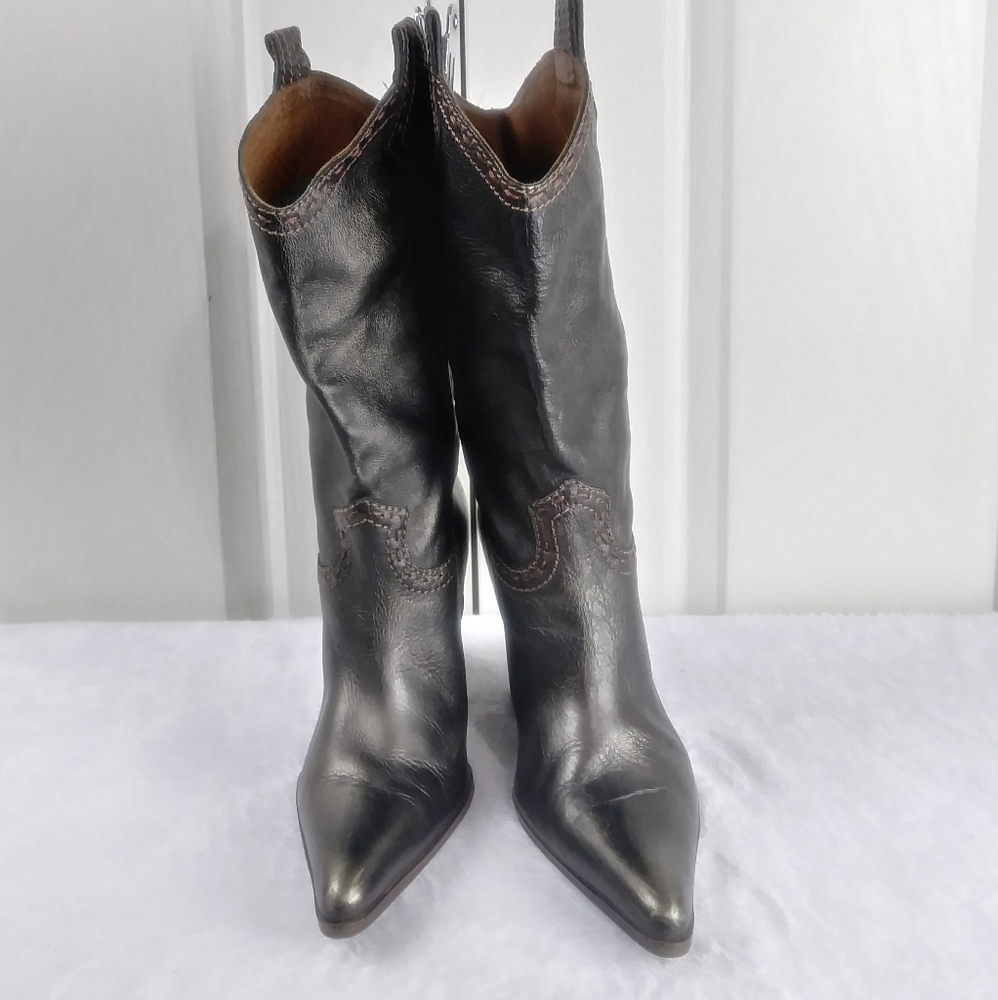 Nicole Kim Leather Western Style Boots